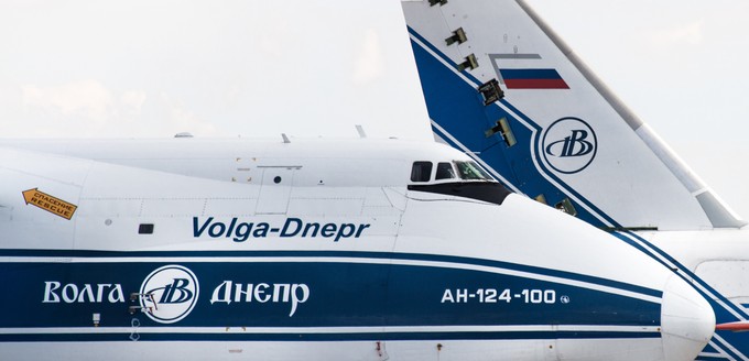 So sehen die Flieger von Volga-Dnepr aus.