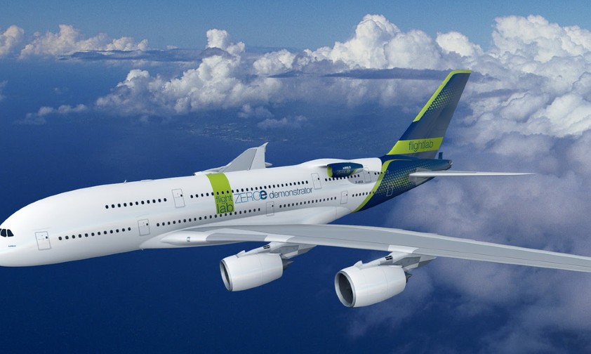 So soll der Airbus A380 als Wasserstoff-Testflieger aussehen. Er ...