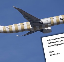 Airbus A330 Neo und ein Blick auf das Stripes-Papier: Condor arbeitet am Vielfliegerprogramm.