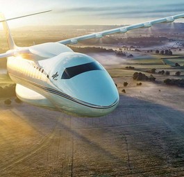 Konzeptgrafik eines hybriden Flugzeuges: Sehen so die Passagierflieger der Zukunft aus?