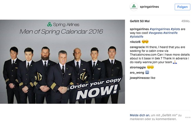 Die Männer von Spring Airlines seriös.