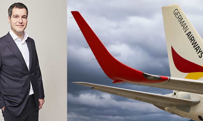 Zeitfracht-Chef Simon-Schröter und German-Airways-Jet: Mann mit neuem Nebenjob.