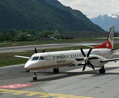 Saab 2000 von Darwin in Sion: Bald für Powdair unterwegs.