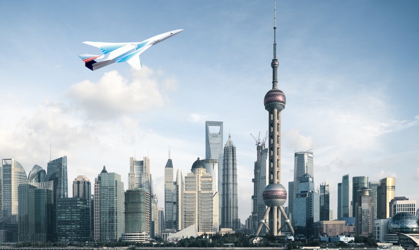 Die Visualisierung des russischen Überschalljets über Shanghai: Internationale Kooperation.