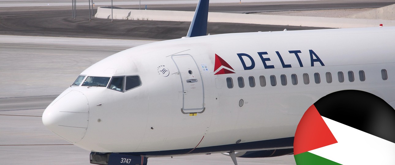 Eine Boeing 737 von Delta Air Lines: Ein Palästina-Pin hat die Fluglinie tagelang beschäftigt.
