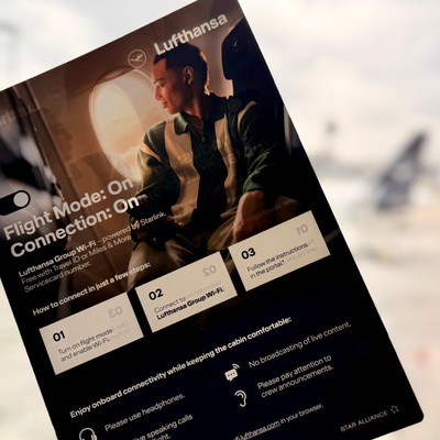 So weist Lufthansa auf die Spielregeln hin: Neues Highspeed-Internet an Bord.