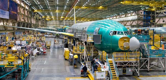 Produktion der Boeing 777 in Everett: Bald ist hier weniger los.