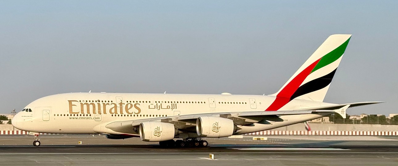 Airbus A380 von Emirates in Dubai:kern des Erfolgsmodells.