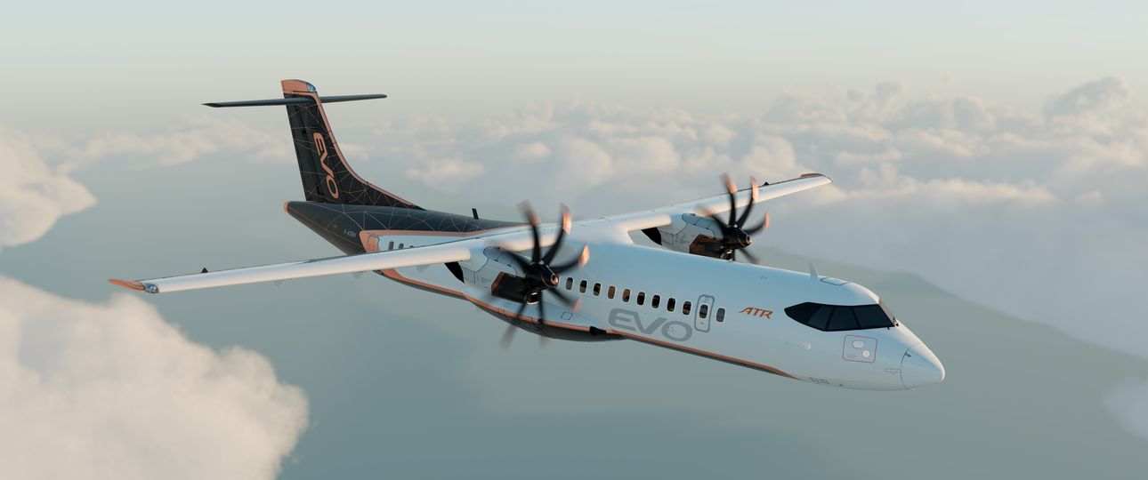 Am Computer erstellte Grafiken zeigen, wie die neue Flugzeuggeneration Evo von ATR aussehen soll.