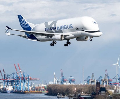 BelugaXL auf dem Landeanflug