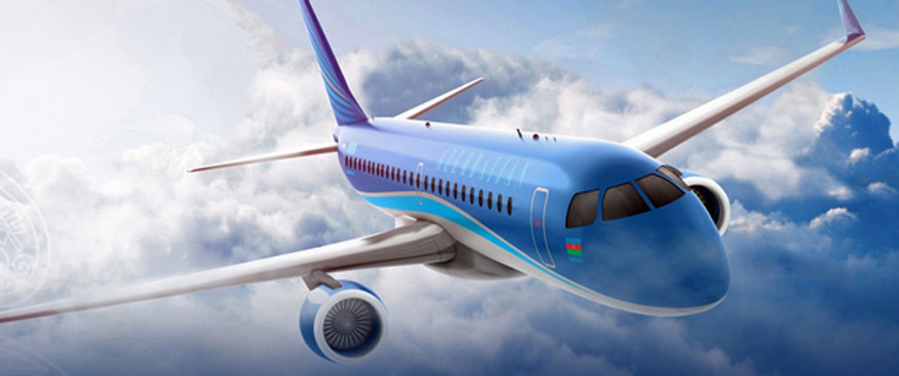 Werbebild von Azal Azerbaijan Airlines: Aufbruch zu neuen Horizonten.