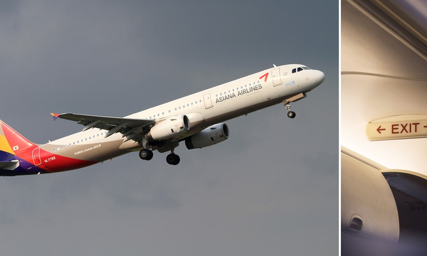 Airbus A321 von Asiana und Exit-Schild in unbekanntem Flieger: Besondere Anforderungen.