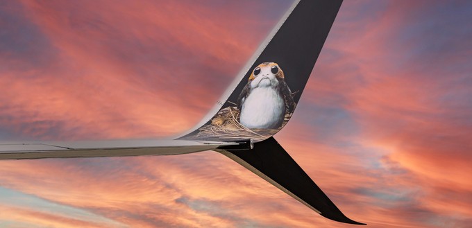 Ein Porg auf der Innenseite des Winglets.