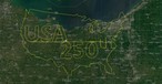 Gezeichnet per Flugverlauf: Gratulation an die USA.