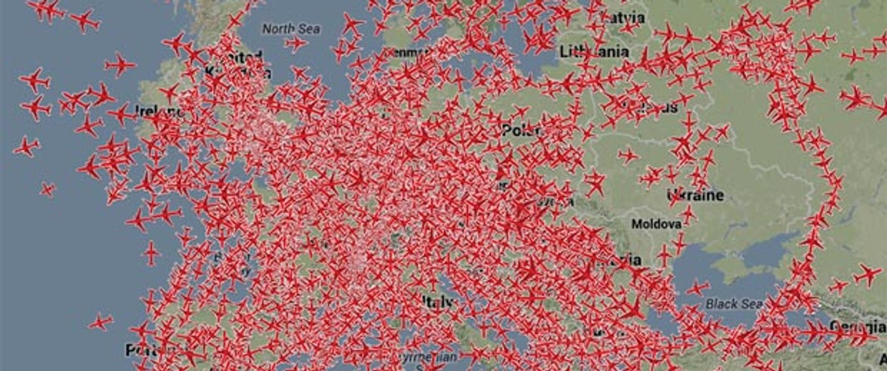 Luftverkehr über Europa: Die Ukraine wird umflogen.