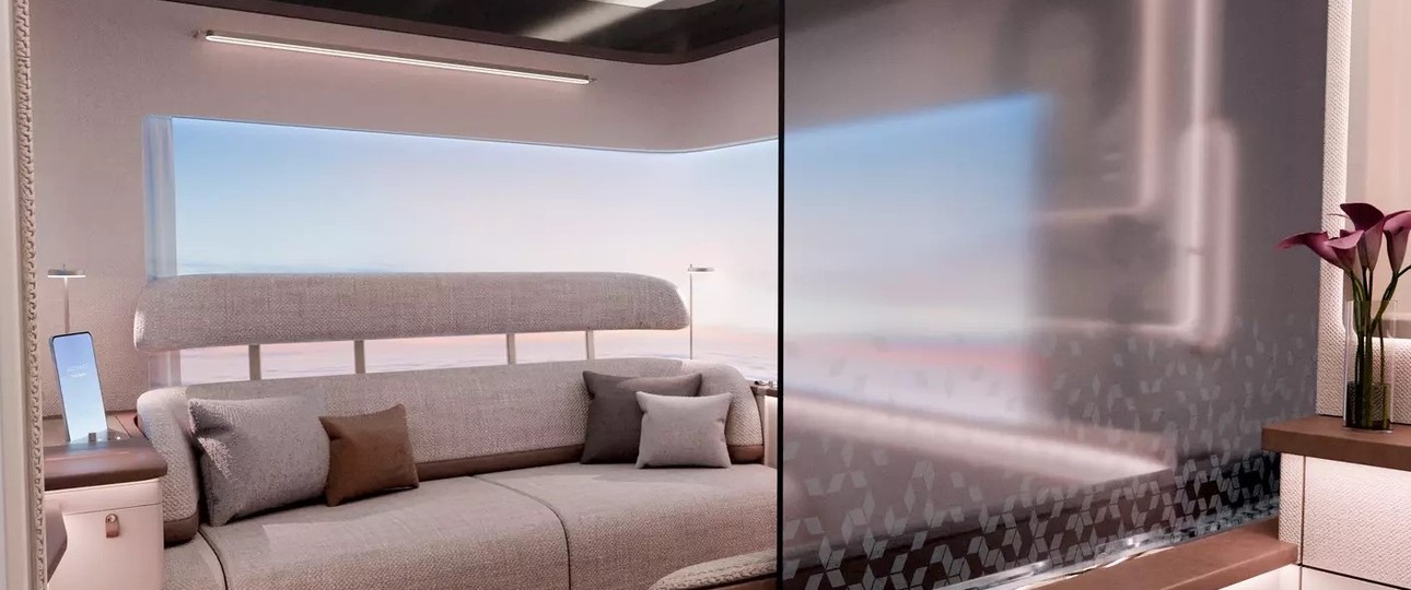 Airbus' First-Class-Konzept für den A350-1000: Der Herzstück ist die Master Suite, deren zwei Sofas ...