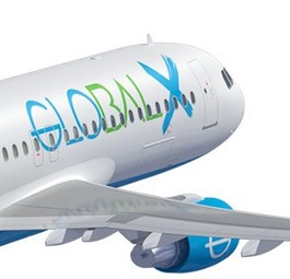 Flieger in den Farben von Global Crossing Airlines: Zusammenschluss.