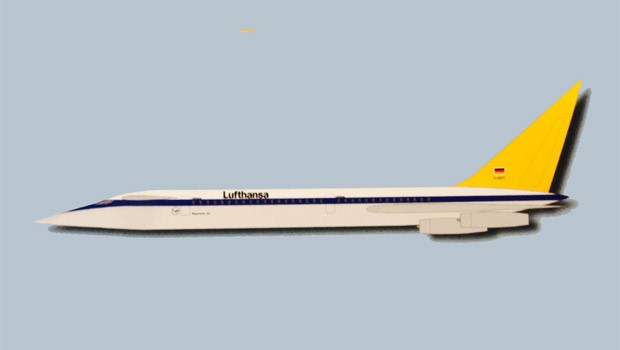 Die Extremvariante der Vorschläge von Aicher ging dem Lufthansa-Vorstand zu weit. Der Designer wollte die Leitwerke rein gelb gestalten.