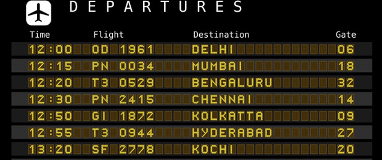 Anzeigetafel in Indien: Der Flughafen ist überlastet.