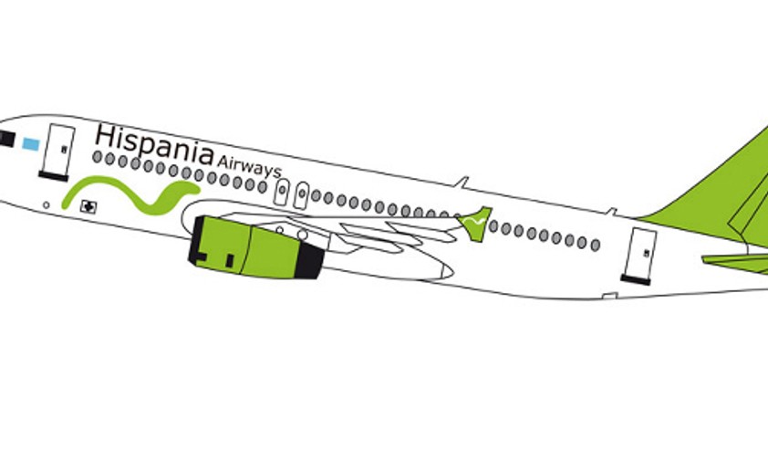 Bemalung von Hispania Airways: «Nicht bankrott».