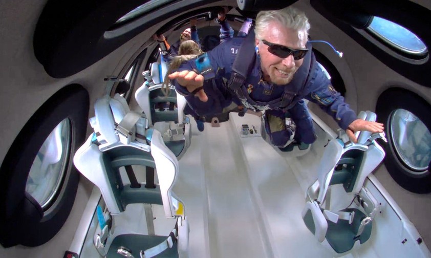 Richard Branson auf dem ersten Flug: Es ging einiges schief.
