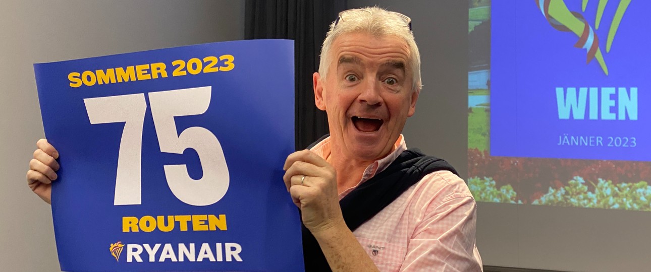 Ryanair-Chef Michael O’Leary: Nur 75 Strecken ab Wien.