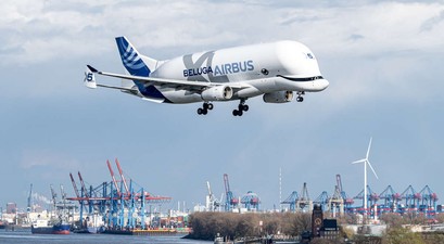 BelugaXL auf dem Landeanflug