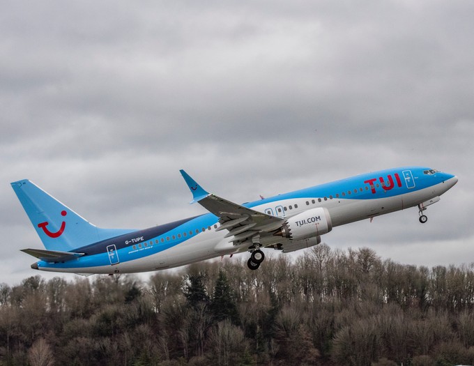 Boeing 737 Max 8 von Tui: Die G-TUPE beim Start in Seattle.
