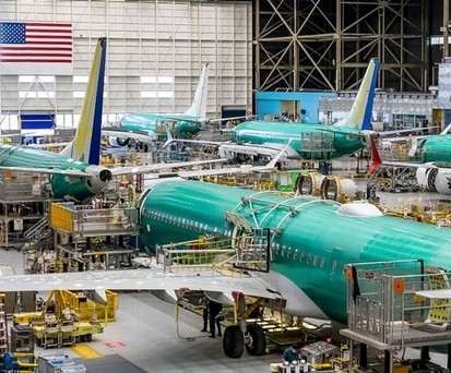 Produktionshalle der 737 Max: Die Max 10 will Boeing in einer eigenen Montagelinie bauen.