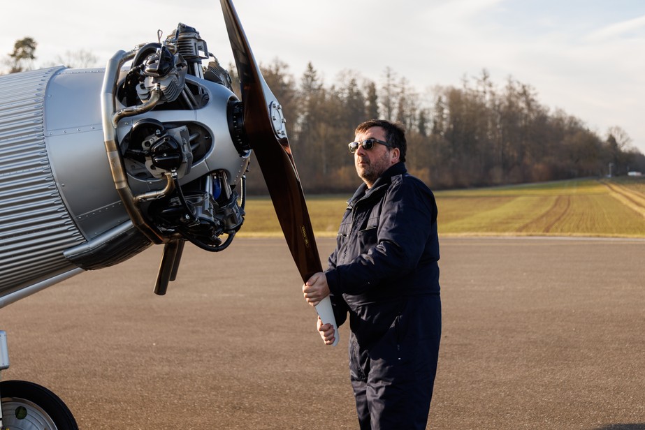 Der Junkers Testpilot macht sich bereit