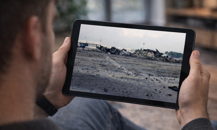 Das Bild, das angeblich den zerstörten Airbus A340 von Mahan Air zeigt: Lässt sich nicht unabhängig verifizieren.