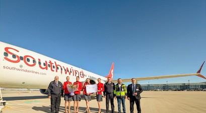 Southwind Airlines am BER: Die Airline ist mit Sonderflügen zur ITB nach Berlin gekommen.