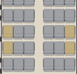 Fensterplätze ohne Fenster in einer Boeing 757-300 von United Airlines: Es geht vor Gericht.