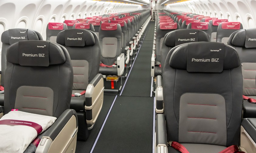 Premium Biz bei Eurowings: Inzwischen sind die Sitze wieder ausgebaut. 