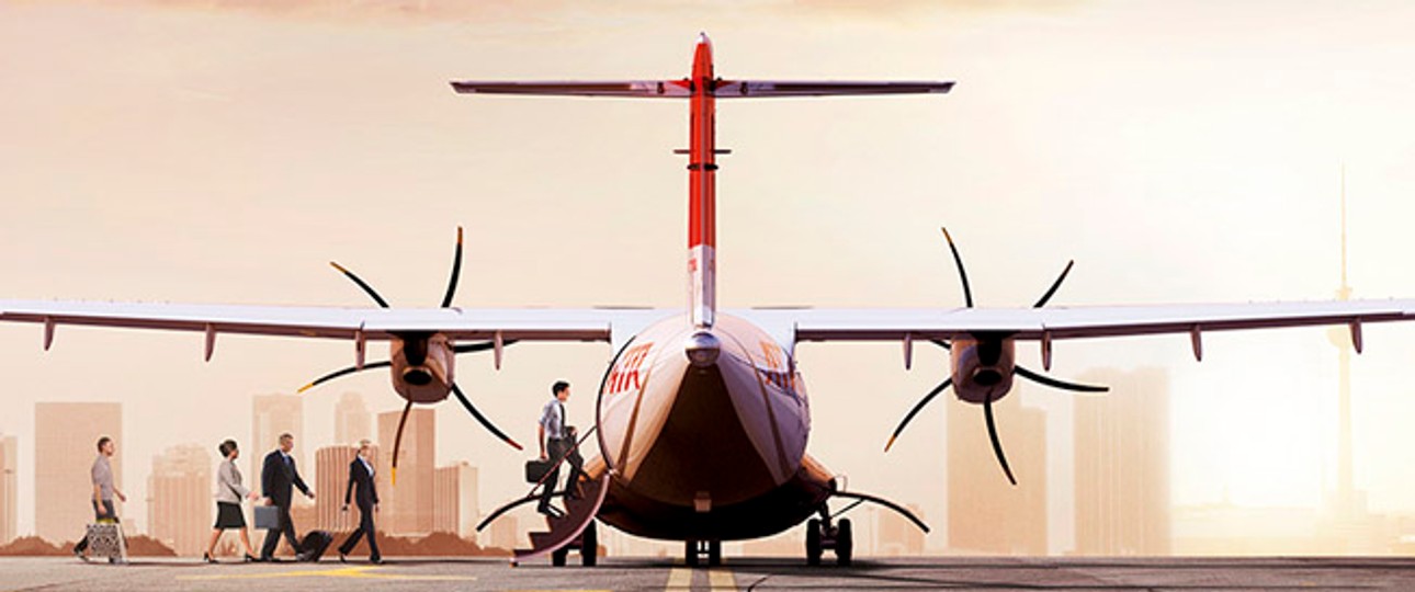 Flieger von ATR. Mehr als 80 Plätze bringt man nicht rein.