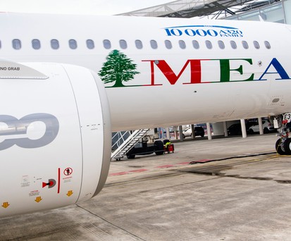 Airbus A321 Neo von MEA (hier bei der Auslieferung 2020): Derzeit am Boden.