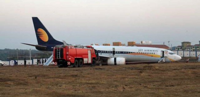 Das verunglückte Flugzeug von Jet Airways.