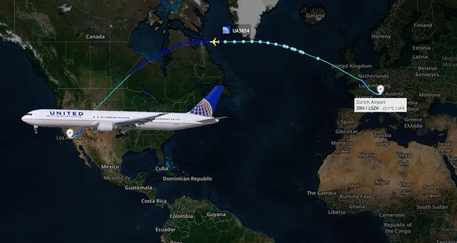 boeing 767 united airlines zuerich los angeles
