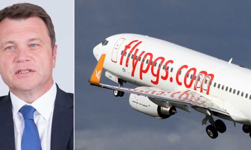 Düsseldorfs Airport-Chef Thomas Schnalke und ein Jet von Pegasus Airlines: Es gibt gewaltig Ärger.
