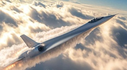  TMS-10 im Flug: Bei einem Erfolg soll ein Überschalljet für 15 Personen entstehen. 