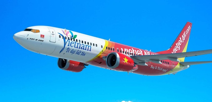 Computerskizze mit dem ersten Design für Vietjets Boeing 737 Max: Eigentlich standen am Flieger zwei Typenbezeichnungen.