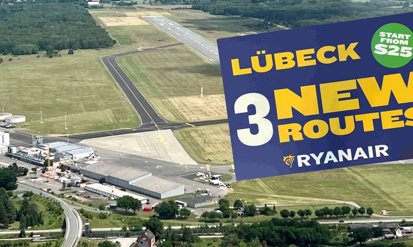 Luftaufnahme vom Flughafen Lübeck: Ryanair wäre auch ohne Reduktion in Hamburg nach Lübeck gekommenn