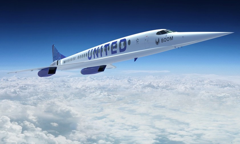 Boom Overture in den Farben von United: Newark - Frankfurt in vier Stunden.