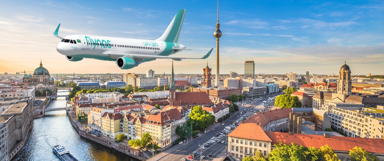 Ein Airbus A320 Neo von Flynas über Berlin: Flüge nach Jeddah.