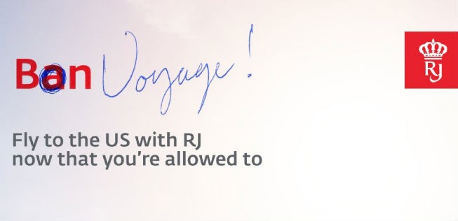 Inserat von Royal Jordanian: Der Einreisestopp machte die Airline kreativ.