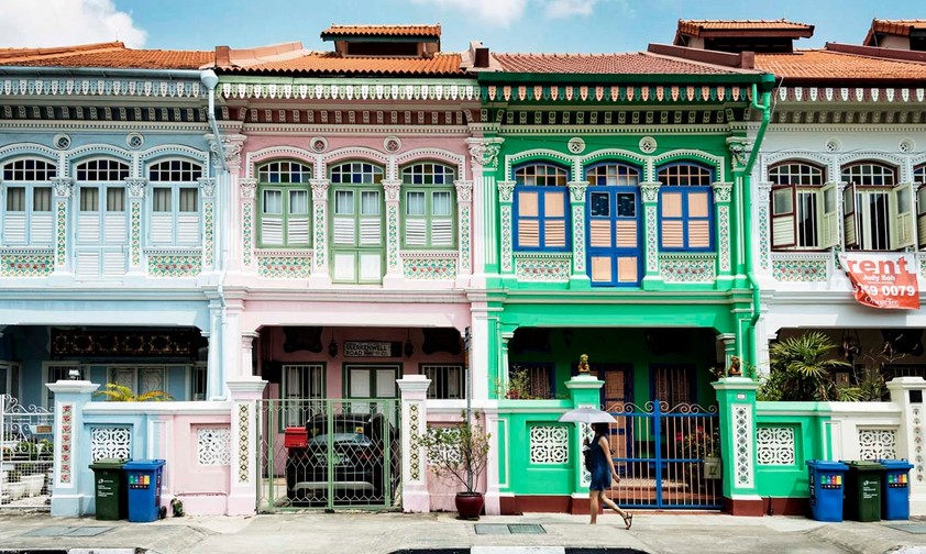 Häuser im Viertel Katong: Hier gibt es die beste Peranakan-Küche ivon Singapur.