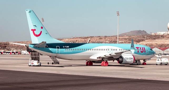 This Tui Boeing 737 Max registered as G-TUMF took off from Tenerife.