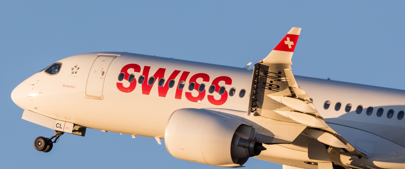 Airbus A220-300 von Swiss: Kam noch als Bombardier C-Series CS300 an.