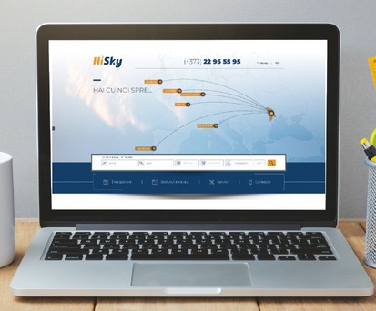 Webseite von Hi Sky: Flüge zu sechs Zielen ab Juli.