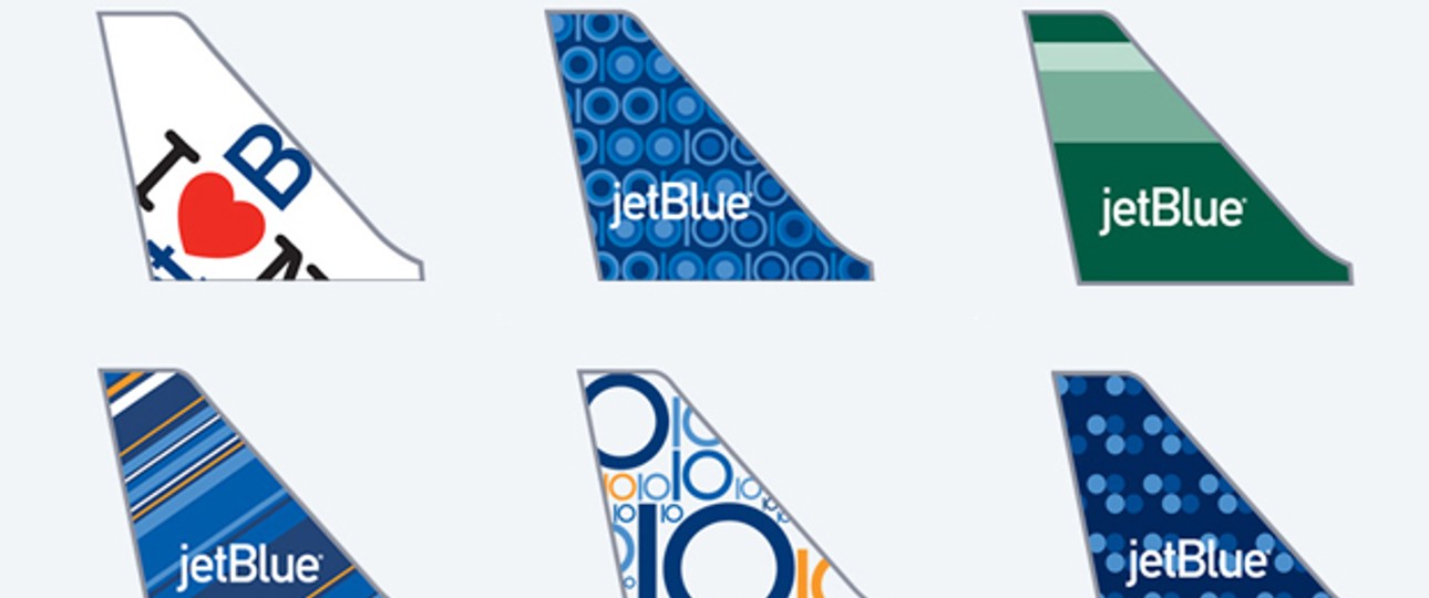 Heckflossen von Jet Blue: Die Vielfalt als Markenzeichen.